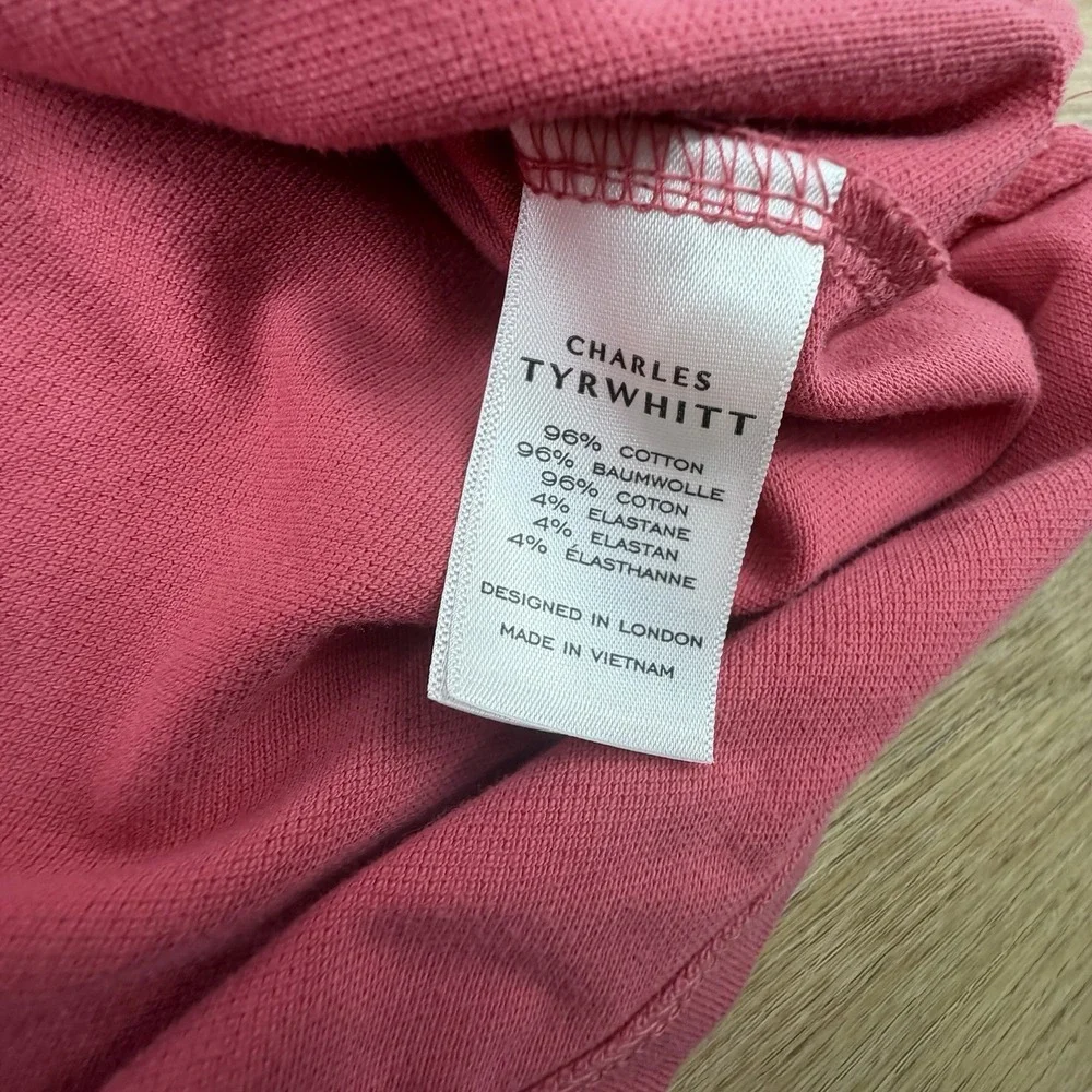 Charles Tyrwhitt Mens Polo Shirt Large Short Sleeve Pink Bird Logo‎ Casual